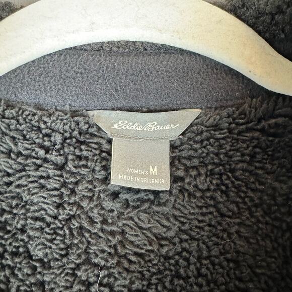 Eddie Bauer Jacket Shacket Womens Medium Red Black Plaid Sherpa Button Up (0735) - Picture 2 of 12